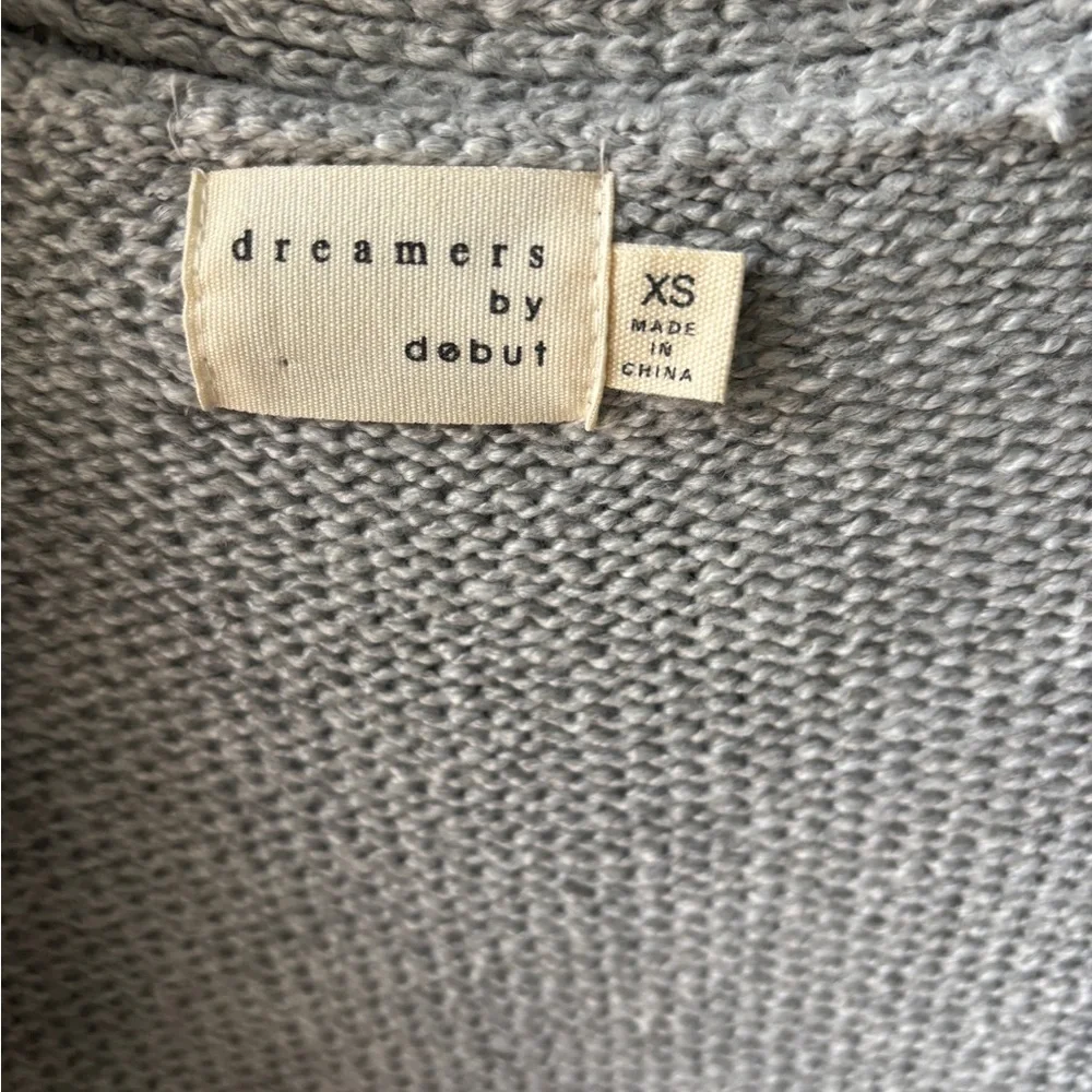 Dreamers Knit Open Front Cardigan Gray with White Stars Size X-Small - Picture 4 of 8